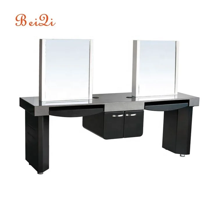 Unique design hairdressing portable luxury white double side salon mirror with drawer
