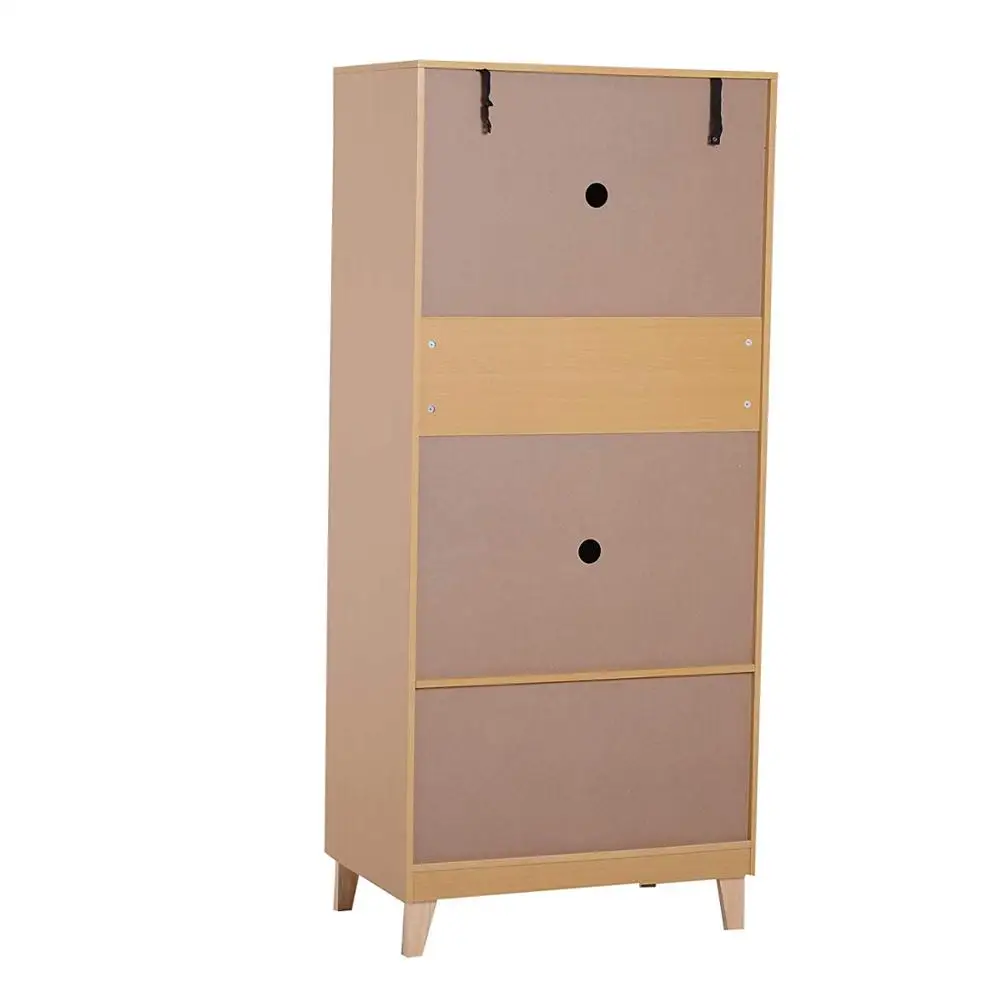 Wooden Wardrobe Clothes Storage Bedroom Organisationr Double Door with 2 Drawers