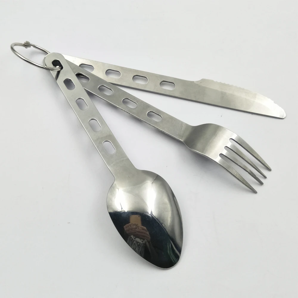 Unique Camping Stainless Steel spoon fork knife Metal Pocket Cutlery Set gift 3 in1 portable tableware Eco friendly Cutlery set