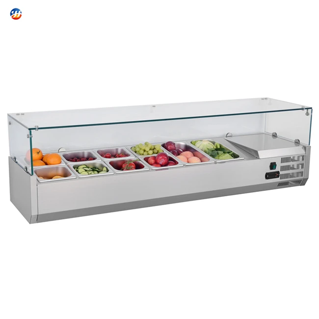 TSL-1500 6 pan pizza salad display showcase/ pizza salad prep-table refrigerator