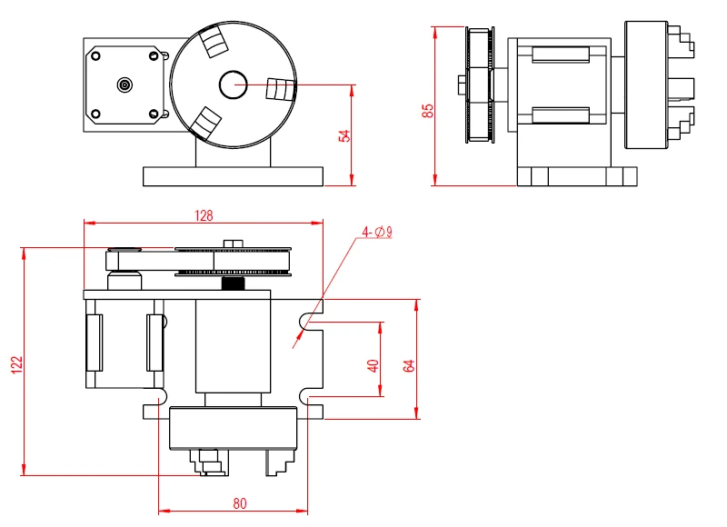 65mm 3 jaw chuck cnc router rotary axis cnc lathe tailstock for cnc lathe