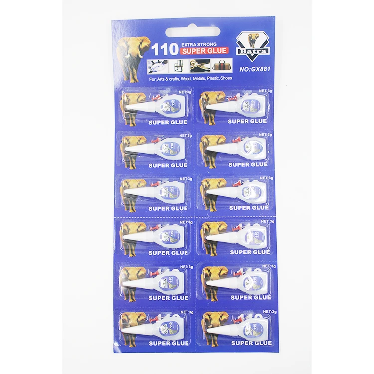 
3g 502 Bottle Package Super Glue 12pcs Blister Packing Card Glue 