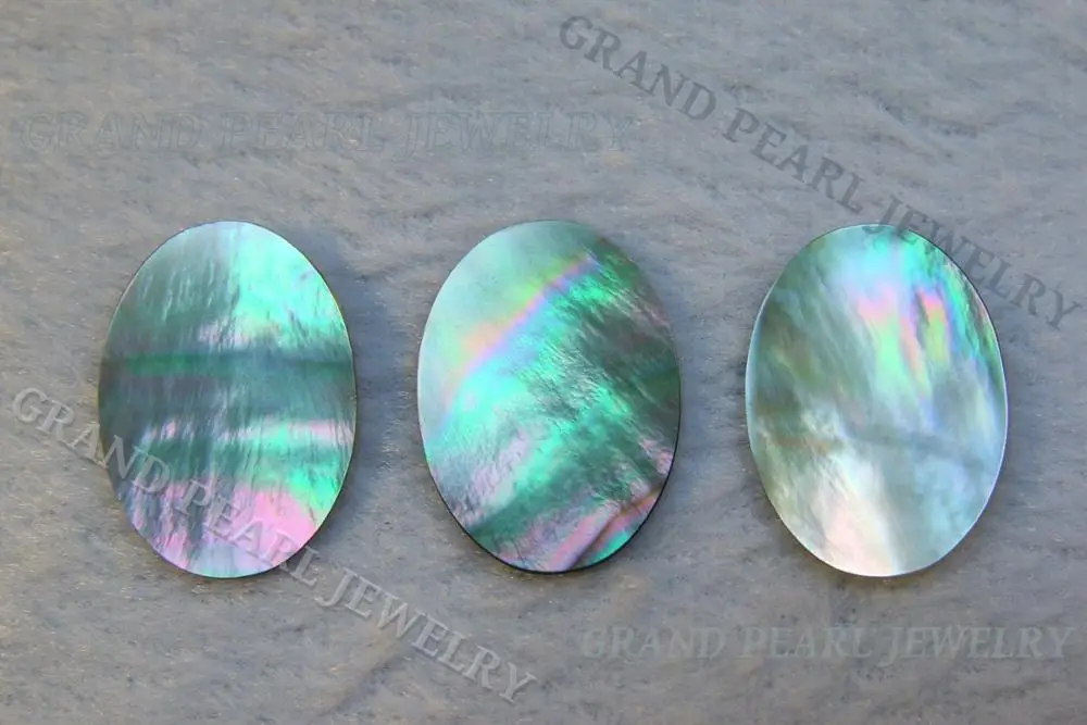 
Black Mother Of Pearl 13x18mm Oval Slice, Shell Slices, Gemstone Disc for setting, 