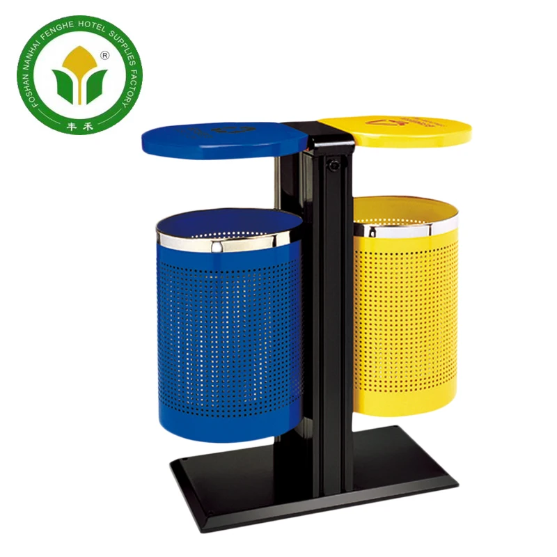 Outside battery can iron classifying garbage double bin waste bin trash bin