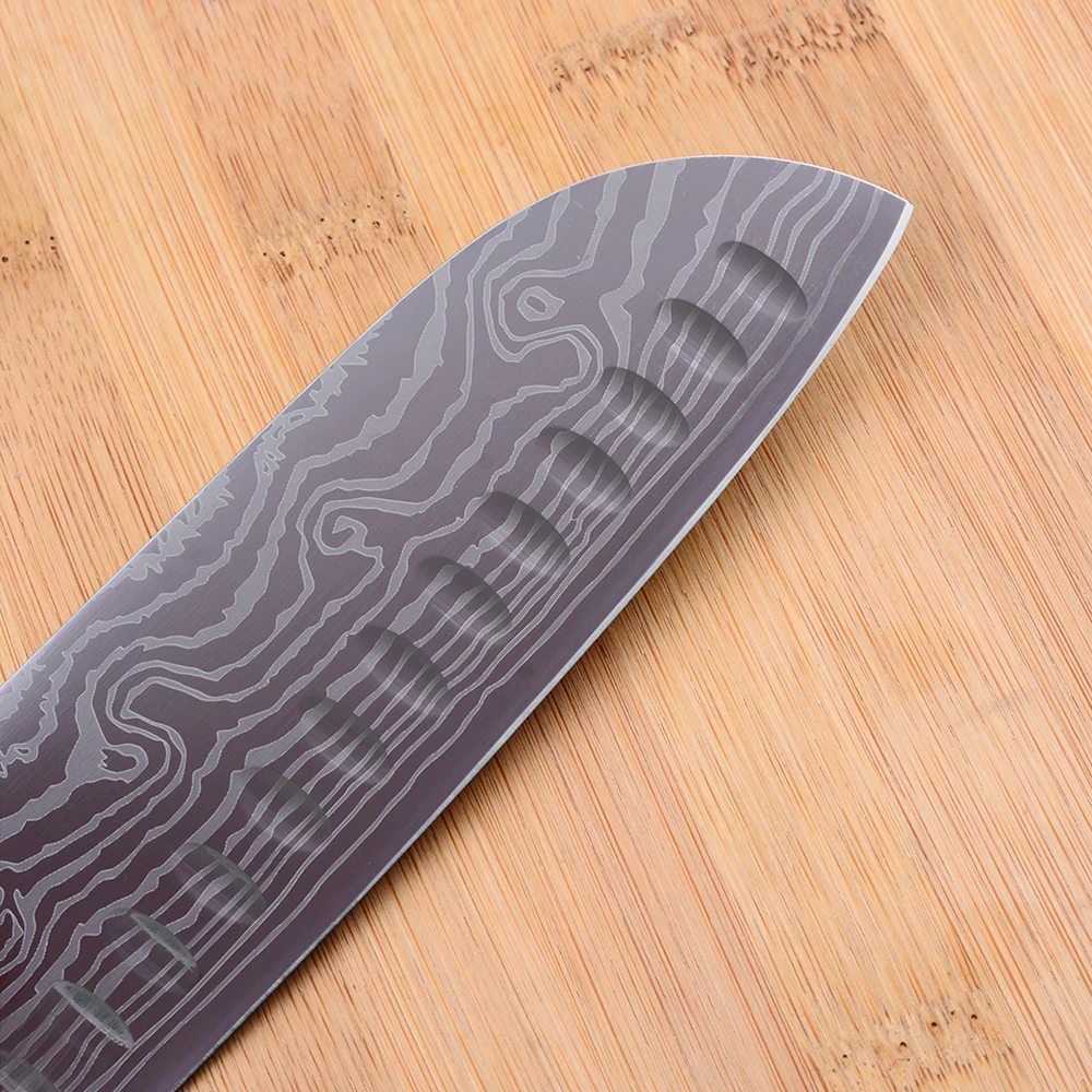 
Timhome High Carbon Stainless Steel knife withPakka Wood Handle Kitchen Santoku Knife 