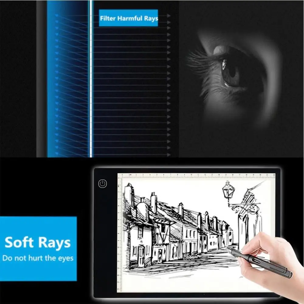 A5 portable mini drawing board led Light Pad with scale led tracing board for students