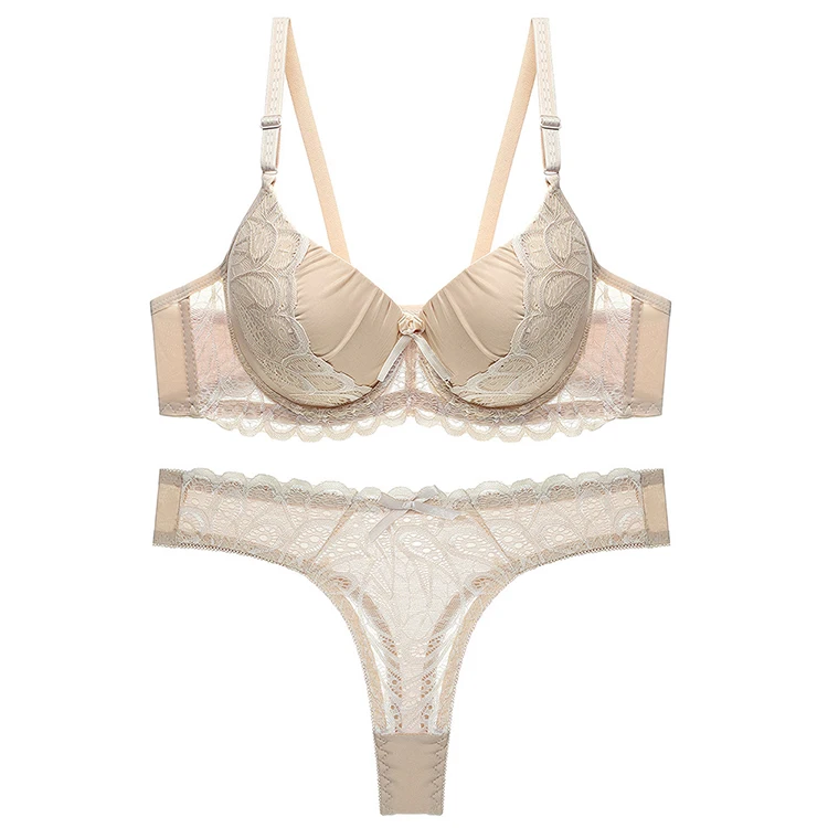 Newest design young girl teen comfortable full transparent sexy push up bra and panty sets