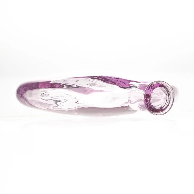 New Design 540ml 18oz Flat Round Clear Pink Aroma Diffuser Bottle Crystal Glass Vase with Reed Stick Flower