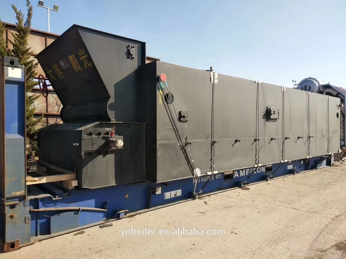 Coal steam boiler on concrete poles