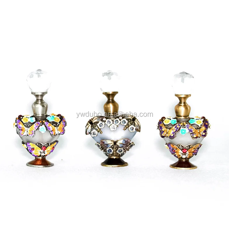 5ml Metal Alloy Butterfly Dragonfly Design Empty Glass Perfume Bottle Essential 0il Refillable Heart Shape Bottles#59697D