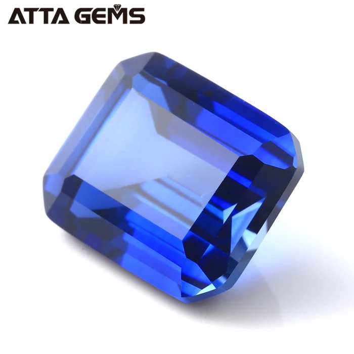 #34 Lab Created Cor9v 12V 4erald Cut Synthetic S Tic Stone Blue Sapphire Jewelry Heat Natural Sapphire Color Play or Fire / 1.76