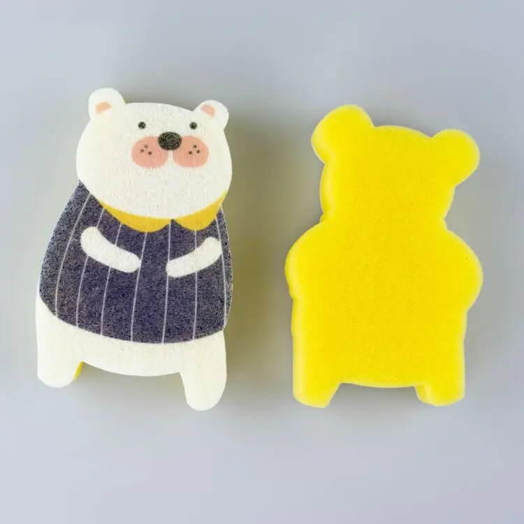 Мультяшная губка для мытья кухни в форме животных с печатной тканью из микрофибры