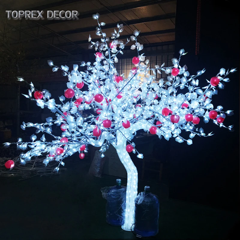Outdoor Garden decor artificial apple fruit tree branches and leaves led tree lighting