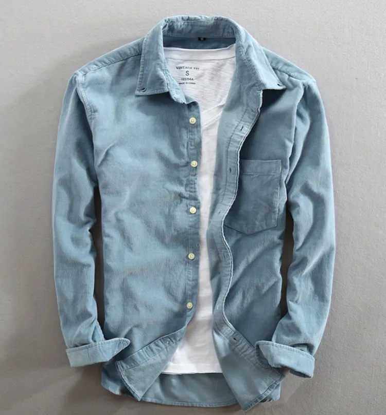 
Newest design Winter warm corduroy thick mens shirt,China factory wholesale 