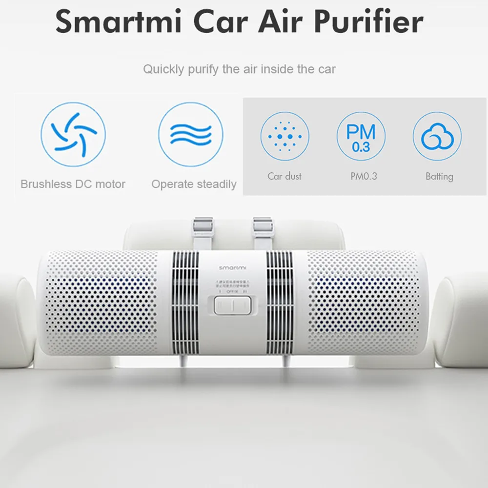 Xiaomi Smartmi Dual-fan Car Dual-Filter Large Circulation 70 m3/h Particulates CADR Powerfully Filtering Air Purifier