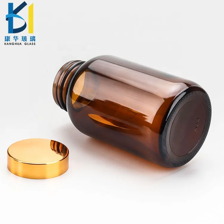 
Empty Glass Pill Amber Container Medicine Drug Vitamin Capsule Supplements Bottle 