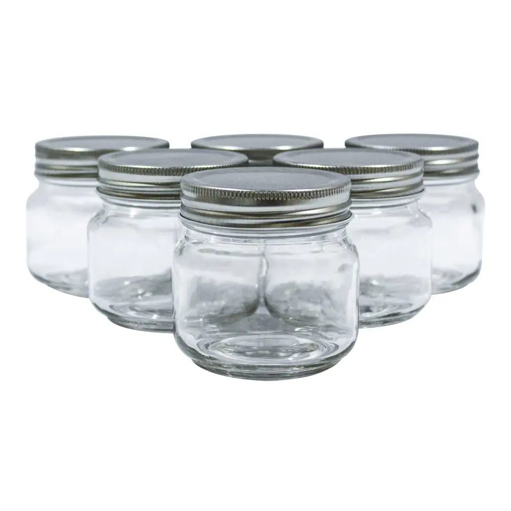 Custom 8oz 250ml 500ml Clear Mason Caviar Jars With Metal Lids for drinking