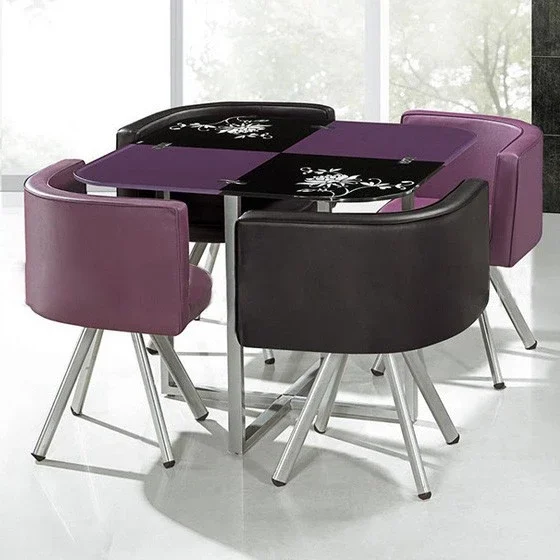 Дешевый оптовый стеклянный обеденный стол с 4 стульями и 6 стульями в ресторане