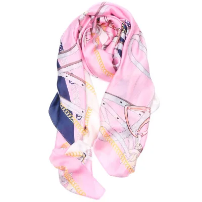 Fashionable Rectangle Floral Polyester Satin Beach Shawl Scarf for Women Stylish to Block the Sunshine