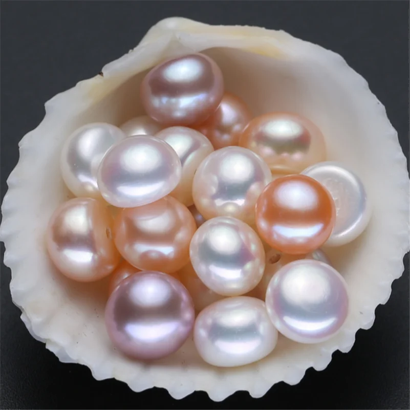 
8-9mm AAA grade button natural real price wholesale half drilled loose fresh water cultured pearl freshwater integrity pearl 