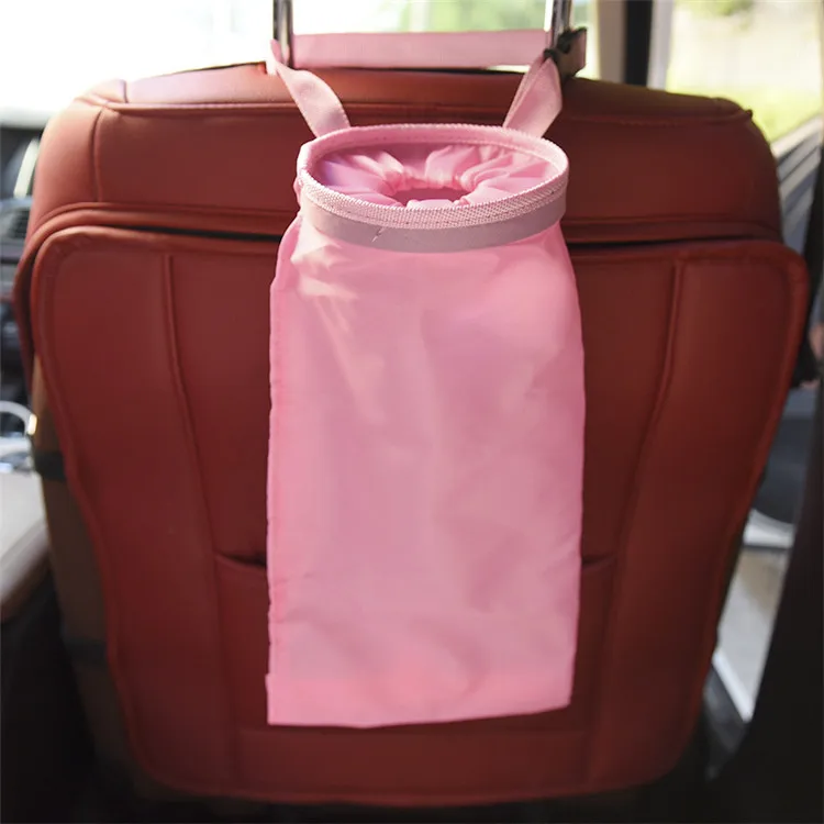 Waterproof foldable car seat back headrest hanging trash garbage storage organizer bag for auto cleaning