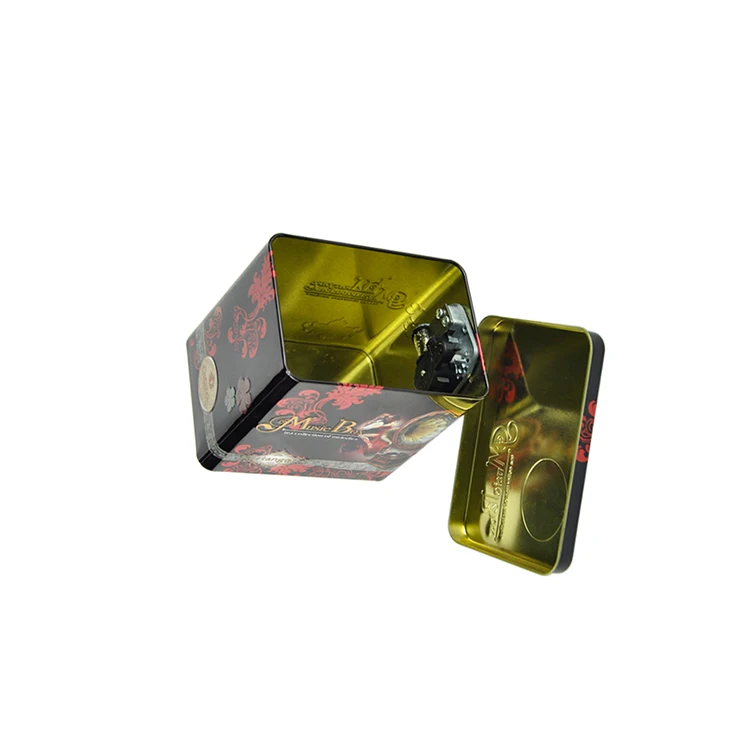 Custom decorative printed cookie packing tin box wedding favors DIY music for sale