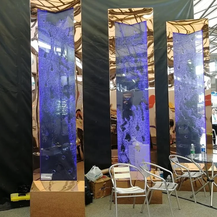 NEW programmable swirling dancing bubble wall water bubble screen with gold fram for hotel lobby