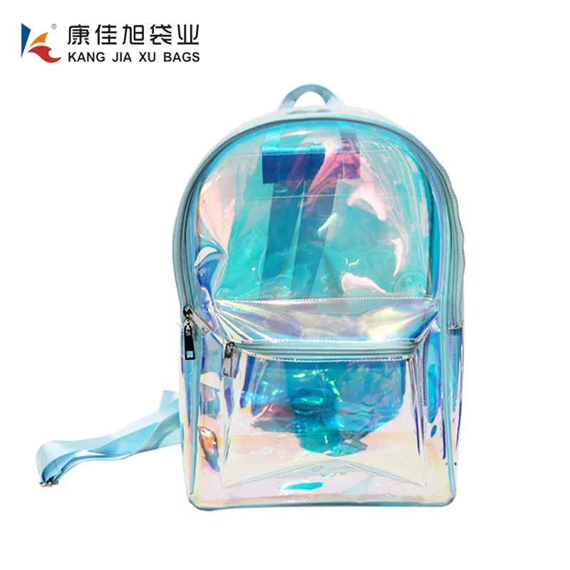 Fashion Waterproof Laser holographic transparent TPU bags travel bags backpack