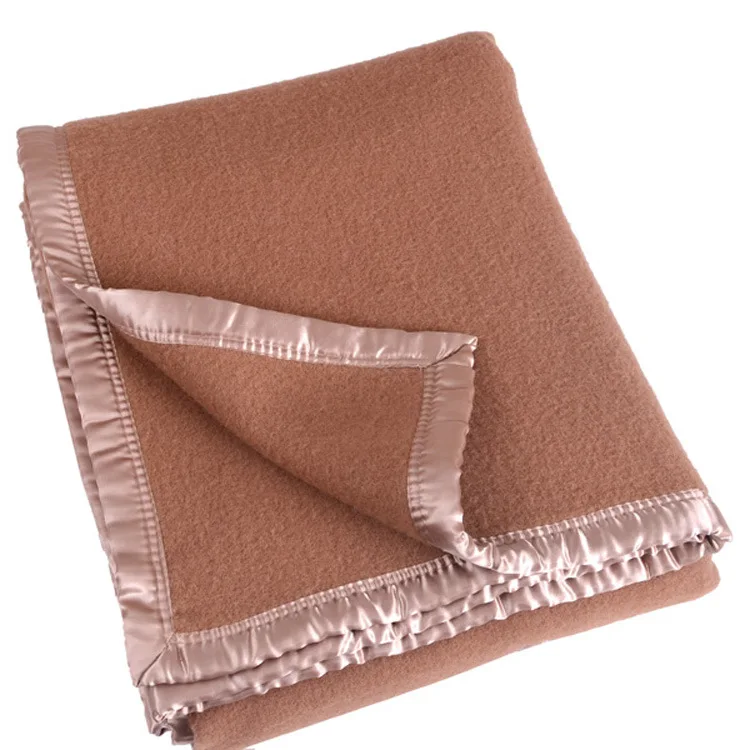 Custom double-sided wool blanket plain color military blanket for hotel rooms