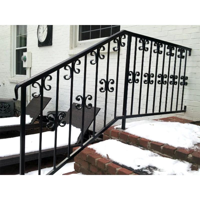 Exterior ornamental wrought iron balcony railings outdoor pool porch crowd control handrails designs
