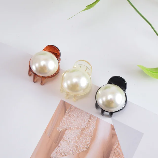 
2021 hot style flower clip hair accessories wholesale big pearl diamond ponytail clip temperament japanese crystal hair 