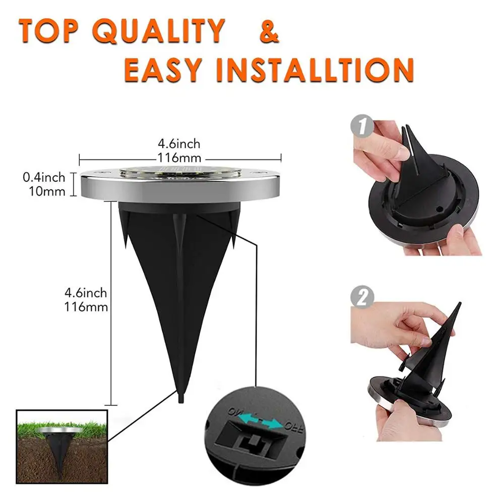 
4/8 Led Waterproof Fountain Swimming Pool Disk Light Automatic Light Sensor Outdoor in Ground Solar Garden Light for Yard Lawn 