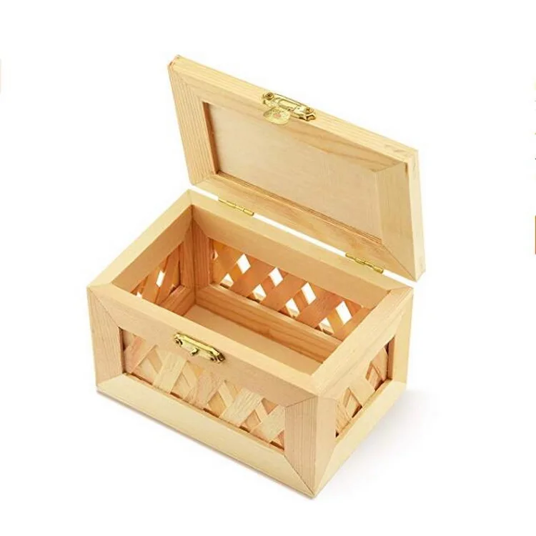 
Unfinished Nested Wood Trinket Box Wooden Jewelry Box With Hinged Lid and Clasp 