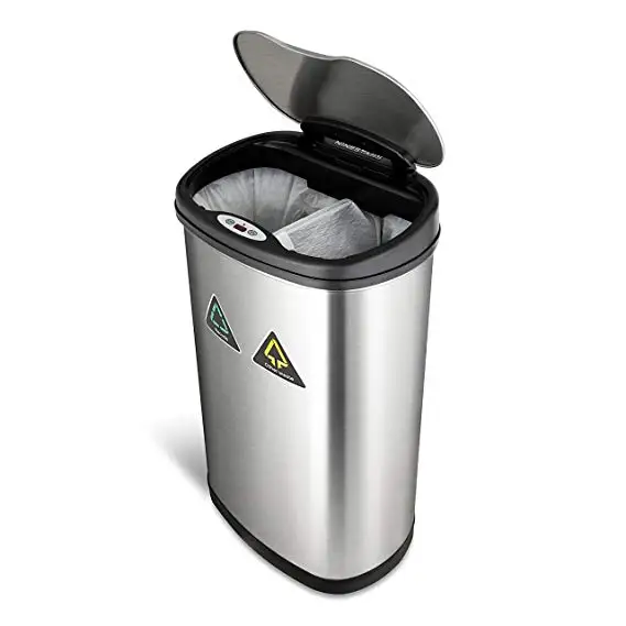 Recycle trash can wholesale 2 compartments automatic trash cans