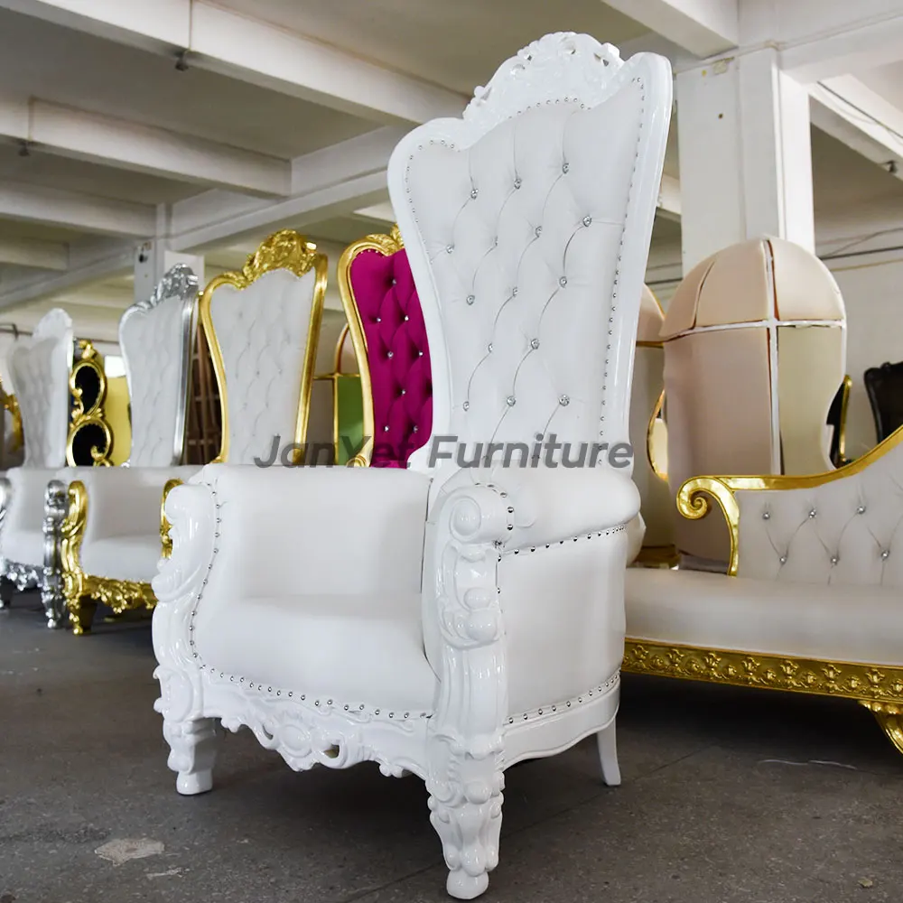 Wholesale wedding event baroque queen leather white throne chair