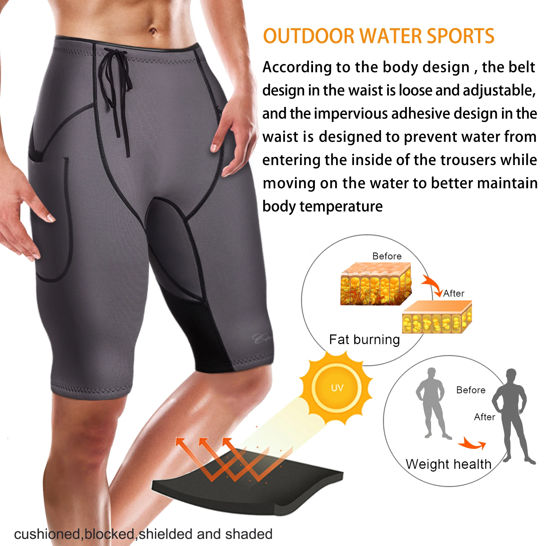 Мужские неопреновые шорты, шорты для дайвинга, штаны для Гидрокостюма для плавания, каноэ, серфинга с карманами