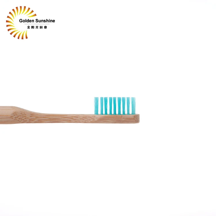 Blue Disposable Bamboo Toothbrush Round Charcoal Bamboo Toothbrush