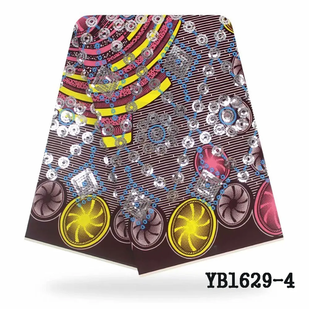 Nigeria lady fashion sequins African Ankara fabric 6 yards for party unique dress material quality one