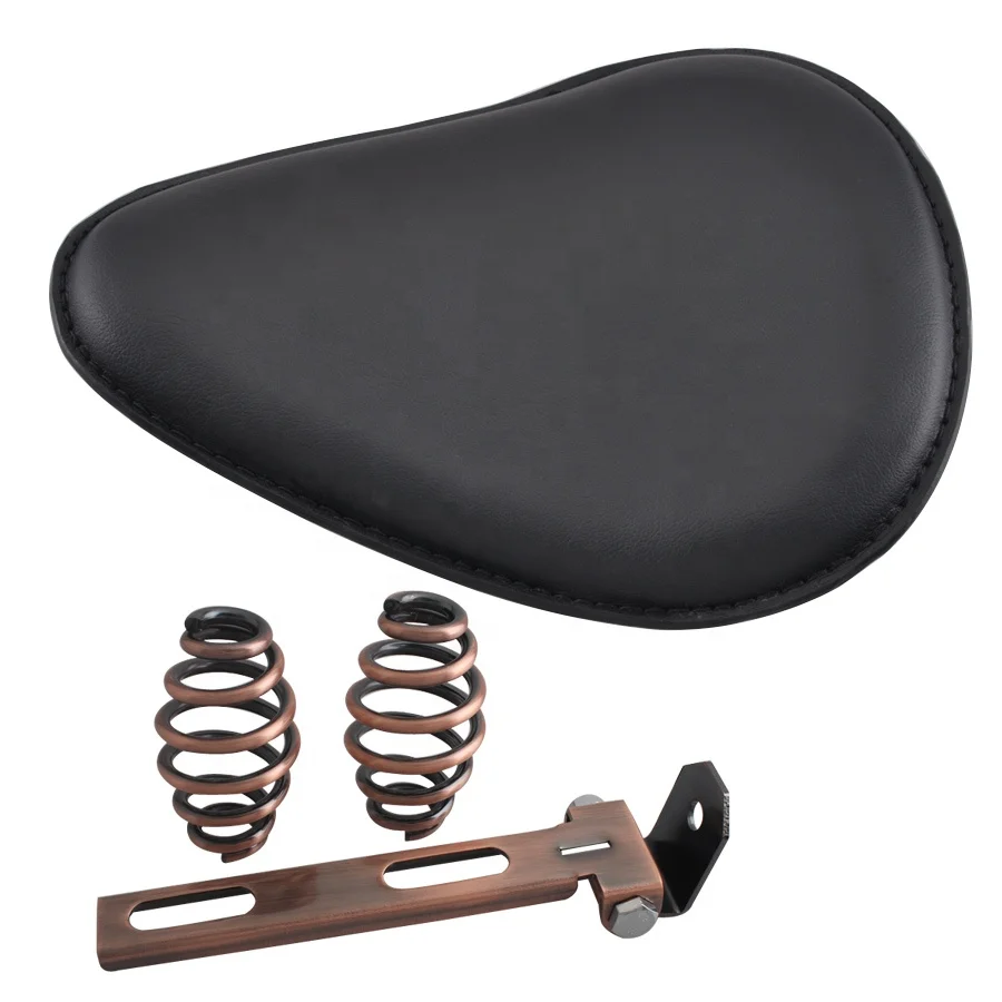 Черно-коричневое седло для мотора с медным пружинным кронштейном подходит для Harley Bobber Honda Универсальный