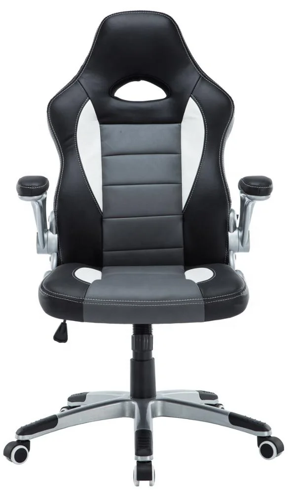 
Ergonomic Adjustable Gaming Chair, High-Back PU Leather Swivel Executive Office Chair with Flip-up Arms White 