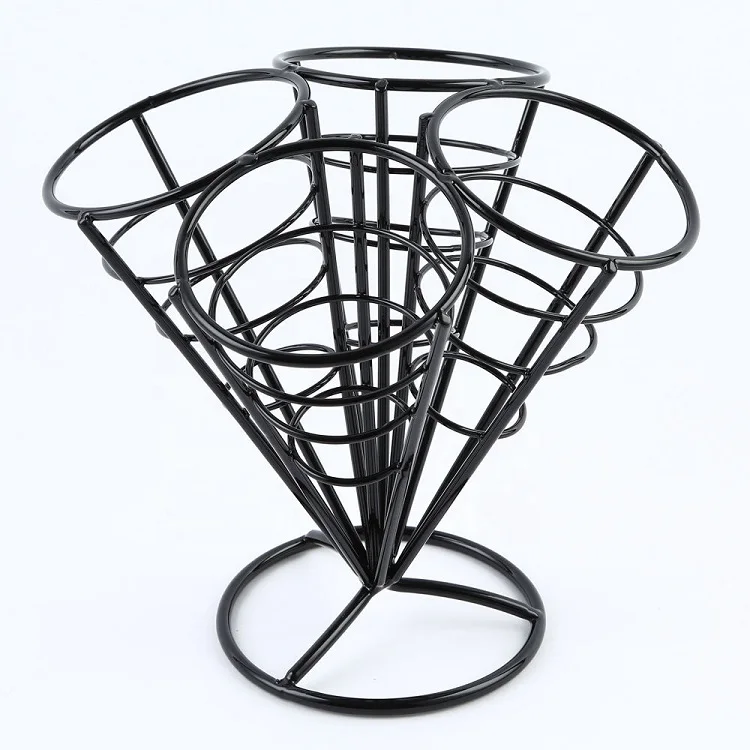 Black Iron Ice Cream Cone Holder Stand  Display Snow Cones Sushi Hand Rolls Popcorn Candy French Fries Sweets Savory