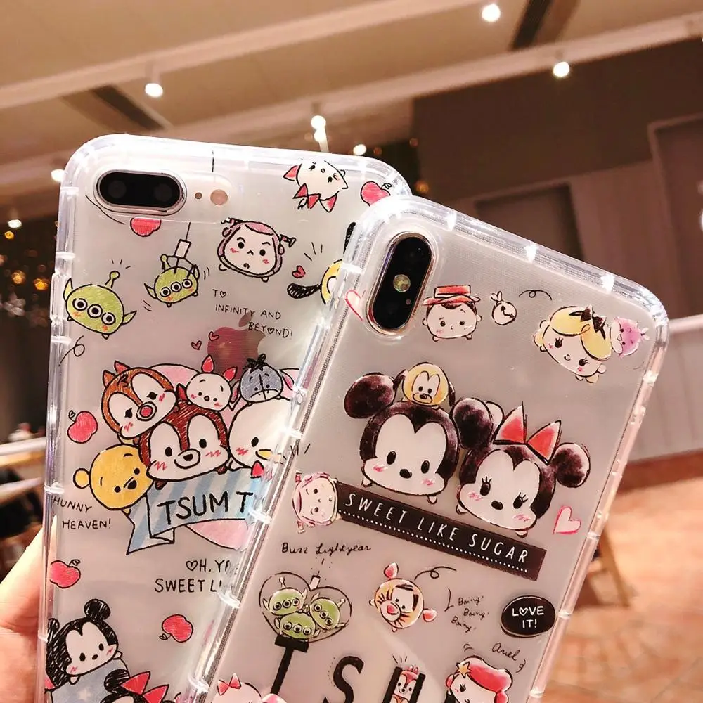 For iPhone 7 7Plus X Xr Xs Max 6 6S 8 Plus Clear Case Minnie Mouse Chip Dale Buzz Light Year Cover