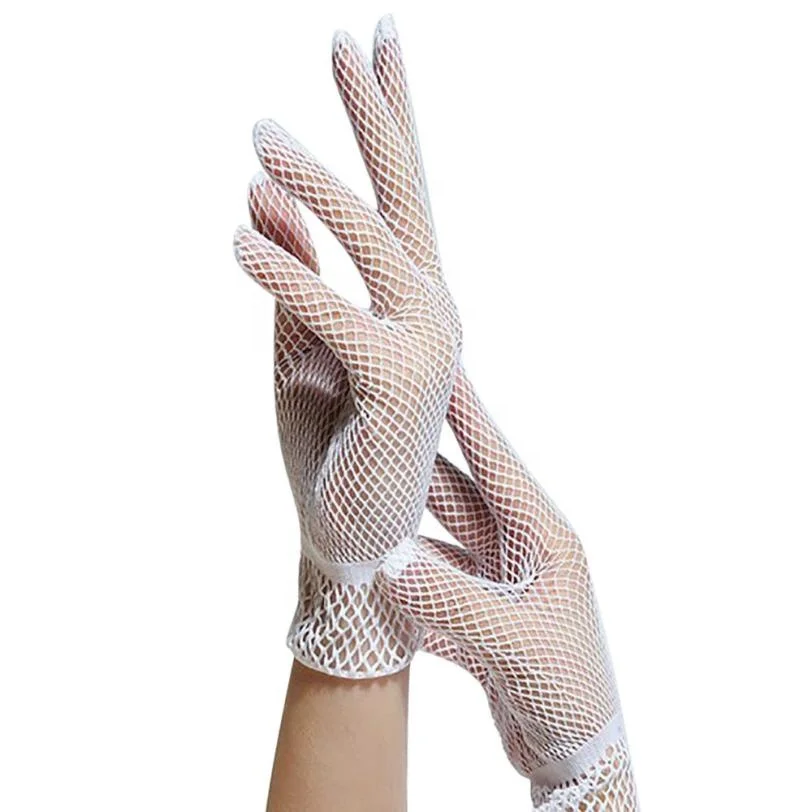  FY Women fashion Summer UV-Proof Driving Dance Lace Gloves Mesh Fishnet Cute Patchwork