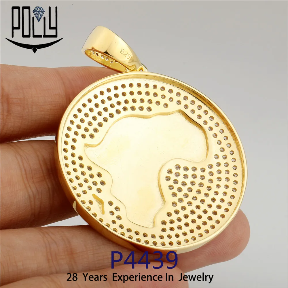 
Wholesale men 925 silver iced out cz hip hop charm Africa map pendant on stock 