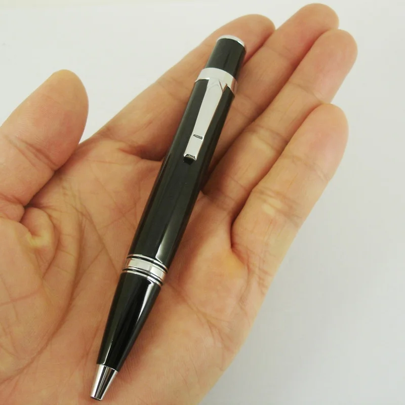 ACMECN Mini Black Lacquer Ball Pen Silver Trim Twist Mechanical Metal Refill Famous Brand MB Style Ballpoint Pen for Unisex Gift