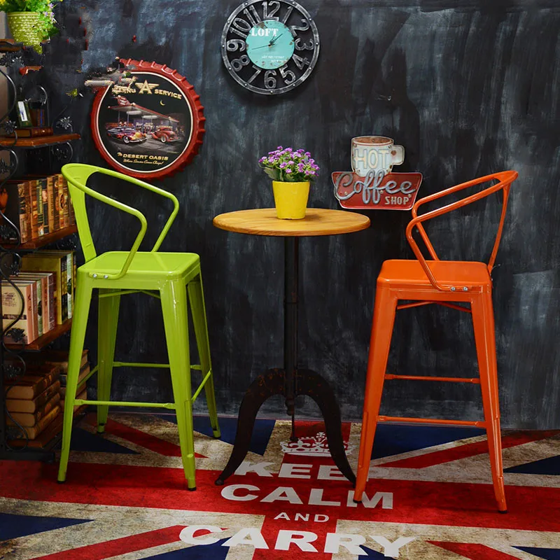 Cheap Armrest Home Furniture Cafe Vintage Bar Metal High Chair