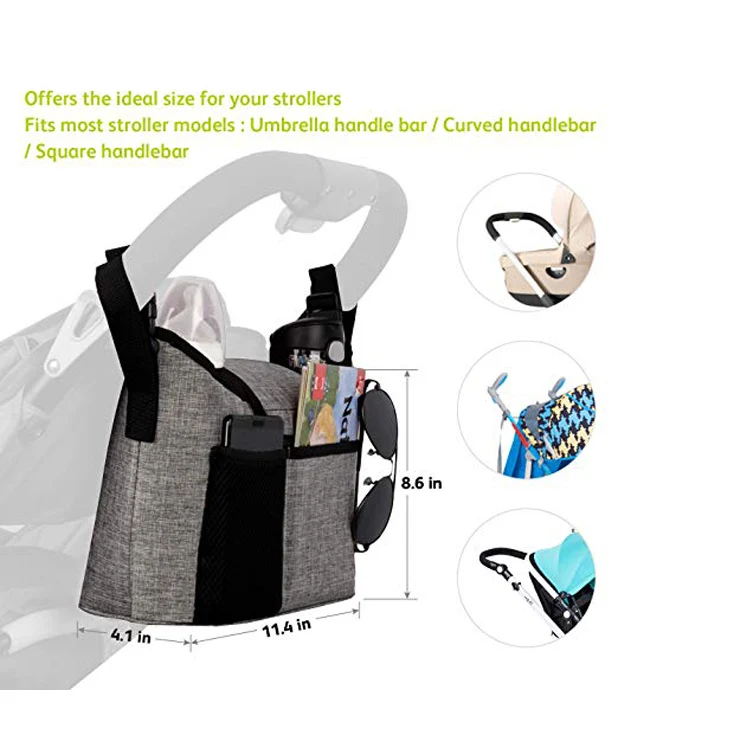 New Arrival Large Capacity Diaper Bag Double Layers Stroller Organizer with 2 Deep Cup Holder