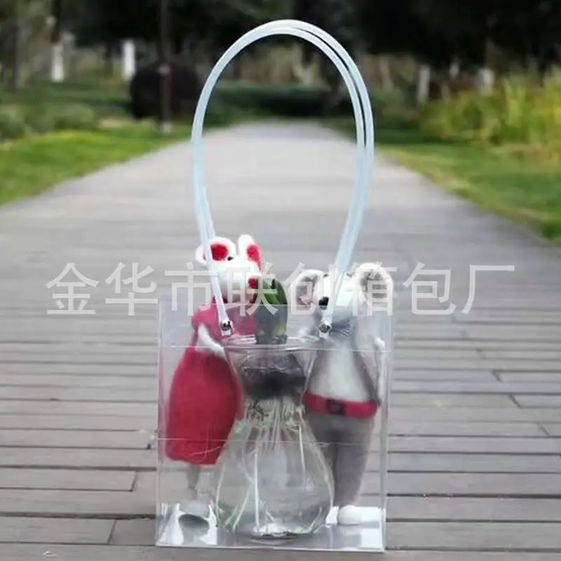 
Online wholesale transparent tote bag beautiful decoration flower pot wrapping bag 