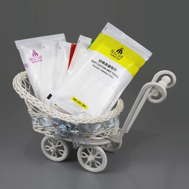 Hot sale 100% cotton white plain disposable restaurant refreshing wet towel