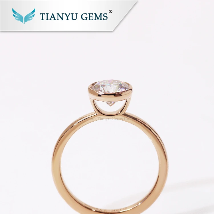 Tianyu 14K/18K Rose Gold Ring 7mm Round Heart and Arrow moissanite Engagement Ring